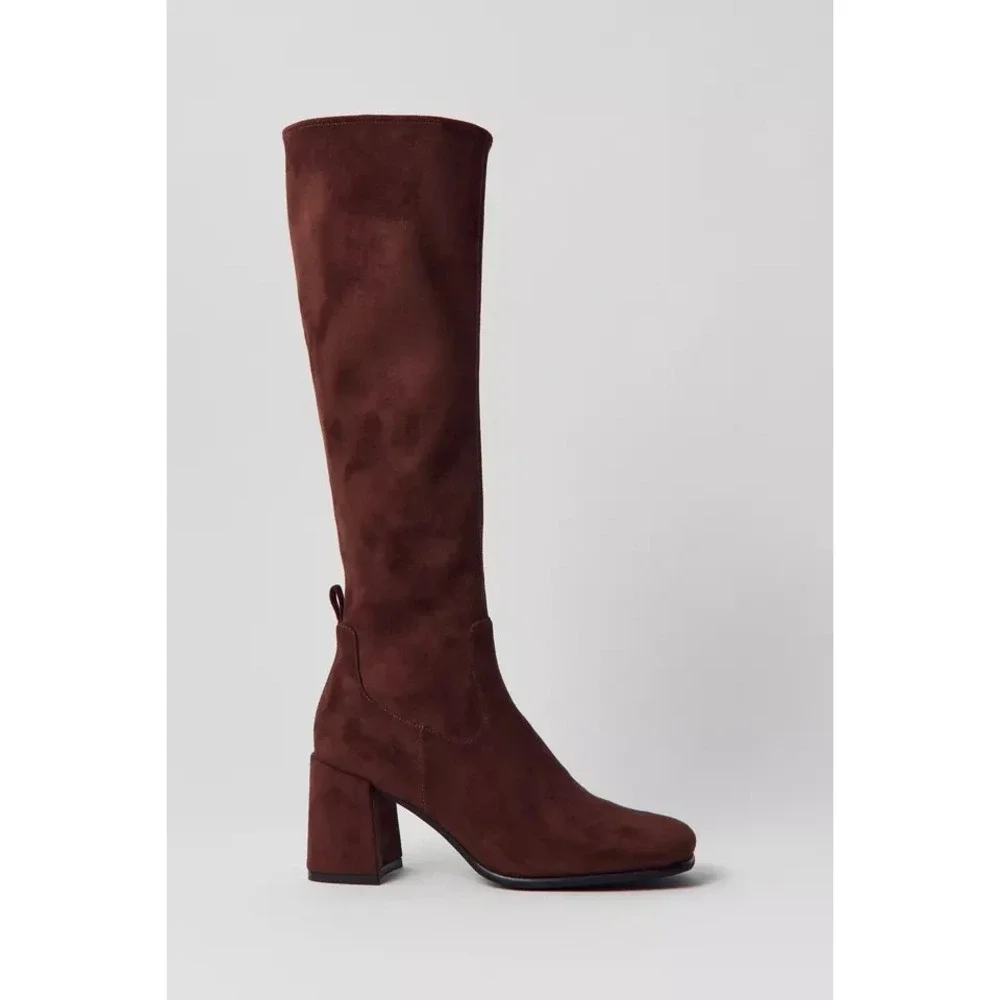 Jeffrey Cambell Hot Lava -K2 Knee-high stretch boot, Brown Faux Suede Size 8 NEW